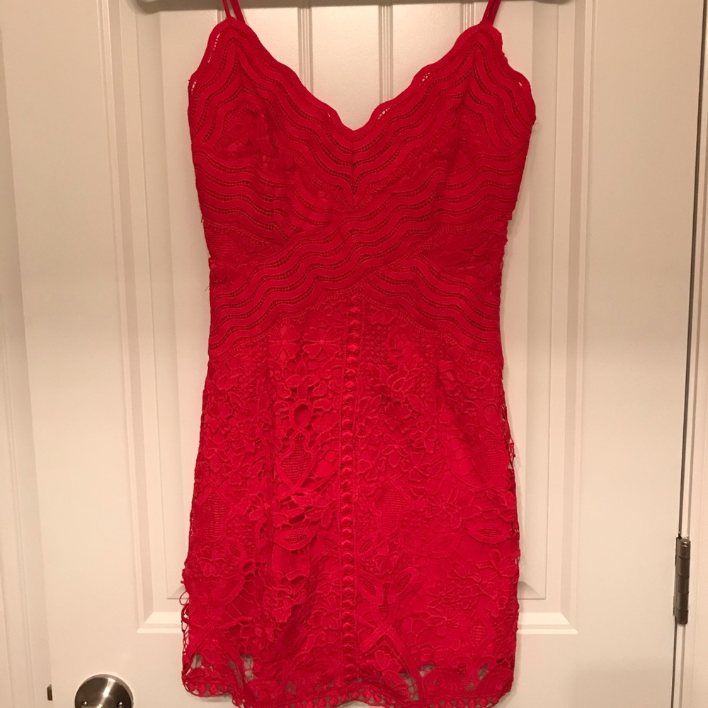 Red spaghetti strap cocktail dress